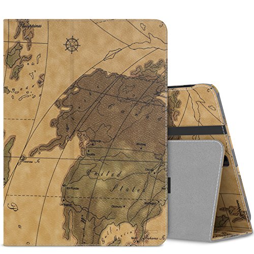 MoKo Samsung Galaxy Tab S3 9.7 Hülle - PU Leder Ständer Schutzhülle Smart Case Cover mit Stift-Schleife / Standfunktion und Auto Sleep / Wake Up Funktion für Samsung Galaxy Tab S3 9.7 Zoll (2017) SM-T820 / T825 Tablet, Landkarte H