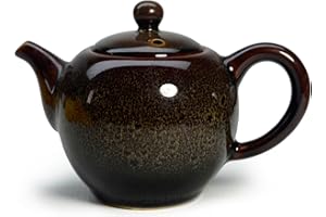 LIANG BAOBAO Tetera de porcelana, tetera pequeña de cerámica esmaltada cambiada al horno de tradición china (café)