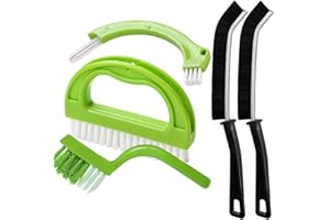 Enyoir 5 Pcs Crevice Cleaning Brush Set, Tile Grout Cleaner Brush, Hard Bristle Gap Brush Multifunctional Recess Groove Cleaning Tools for Bathroom, Kitchen, Window and Door (5)