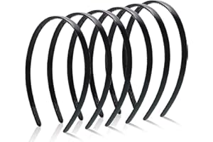 Olakin Diademas [6 Piezas], Diademas de Plástico, Diadema de Dientes Finos para mujeres y niñas (8MM, Negro)