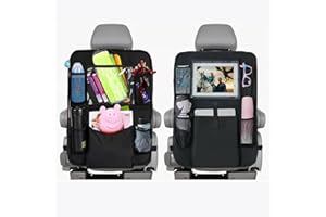 SURBOOTIME Car storage bag 2PCS, universal seat back storage bag, child rear seat protector 10-inch tablet holder, rear seat with 5 storage pockets for bottles, toys, books, water bottles, umbrellas, drinks
