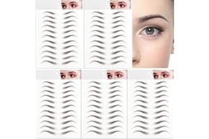FLOFIA 55 Pares de Pegatinas de Cejas Tatuaje Tatoo 3D Naturales Cejas Adhesivas Auténticas con Forma De Cabello Impermeable Larga Duración para Mujer Hombre Unisex Maquillaje (Marrón Oscuro, 55 Par)