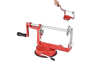 LEFTWEI Affettatrice a Spirale per Patate, Affettatrice per Patate a Spirale Tornado Tagliapatate a Spirale Affettatrice Manuale per Verdure in Acciaio Inossidabile Rosso