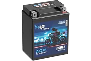 NRG Premium YB14L-A2 AGM Motorradbatterie 15Ah 12V 275A/EN Batterie 51411 12N14-3A FB14L-A2 YB14L-B2 auslaufsicher wartungsfrei ersetzt 14Ah