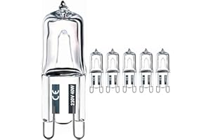 Vinaco Halogen G9 40W, /5er Pack G9 Halogenbirne 40 Watt Hohe Helligkeit 520LM, G 9 Dimmbar Lange Lebensdauer, Glühbirne mit G 9 Sockel, JCD G 9 220V-240V 40W für Kronleuchter,Schrankleuchten