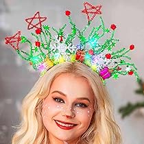 Handcess Bandeau Luineux De Noël à Paillettes Avec Nœud LED - Accessoires Pour Cheveux Pour