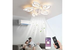 ‎MIIR LED Leise Deckenventilator Mit Beleuchtung, 60W Deckenleuchte Deckenventilator Dimmbar Deckenleuchte Mit Ventilator Mit Fernbedienung Und APP Für Schlafzimmer Wohnzimmer Esszimmer Arbeitszimmer Licht