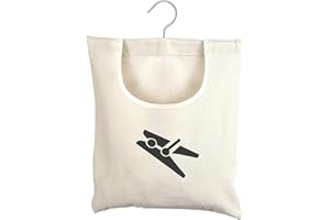 Vierone 1Pcs Peg Bag for Washing Beige Clothespin Storage Bags Reusable Peg Basket for Washing Line 32x28cm Practical Hanging Pegs Bag Box