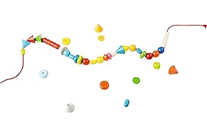 Haba Threading Game Rainbow Brilliance, Wooden Threading Toys, 302137, Multicolour