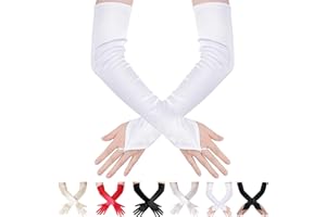 AUNGKWANG Guantes Encaje, Guantes Largos, Años 20 Vintage Encaje Guantes, Adecuado para Ópera, Accesorios para Disfraces de Fiesta de Boda, Longitud del Codo 40cm