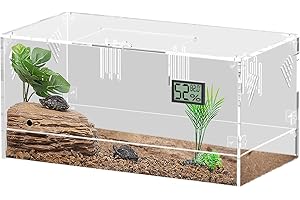 Giznzg Réservoir de terrarium pour reptiles, escargots, terrarium en acrylique, transparent, avec température, hygromètre, araignées, terarium, boîte d'élevage de reptiles (réservoir pour reptiles-L