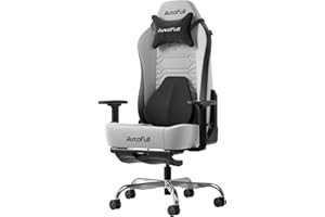 AutoFull C3 Sedia Gaming, Ergonomica Sedia da Gaming con Schienale Regolabile 155°, Supporto Lombare Ergo 3D, Poggiapiedi, Pelle PU - Design in Stile Racing (Grigio)