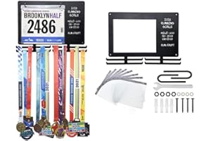 LiveGo Wieszak na medale dla biegaczy, uchwyt na medal maratoński, wieszak ścienny i śliniak wyścigowy i uchwyt na zdjęcia z markerem do tablicy kredowej