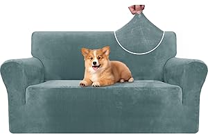 CYCMACO Copridivano Velluto Spesso 2 Posti, Universale Copridivani Elasticizzati, Copri Divani Antiscivolo, Moderno Sofa Cover Antigraffio, Fodera Divano Antimacchia Lavabile, Grigio Blu