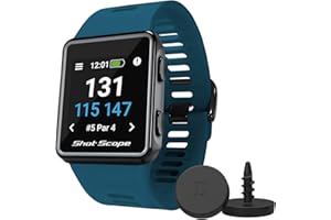 SHOT SCOPE TECHNOLOGIES Shot Scope V3 GPS Golf Watch - Automatic Shot Tracking - F/M/B + Hazard Distances - Strokes Gained - 100+ Statistics, 36,000+ Pre-Loaded Worldwide Courses - No Subscriptions