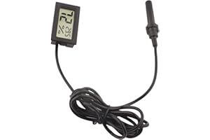 MXZZAND Medidor de humedad y temperatura práctico, termómetro higrómetro LCD para violín, guitarra, ukelele, estuche para cuidado de instrumentos(Negro)