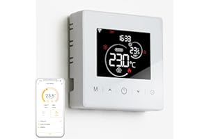 BEOK CONTROLS Thermostat Connecté WiFi,Thermostat Chaudiere Gaz a Pile,Thermostats 2 Fils,Thermostats d'ambiance programmable hebdomadaire,Compatible avec Alexa et Google Home, Voix et Télécommande,3A,Murale