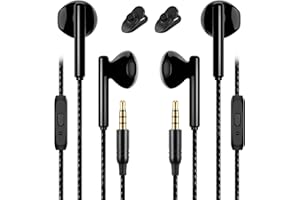 GAMURRY Auriculares dos Jack 3.5 mm, Radios con, con Cable y Microfono, Headphones Wired, Earphones, In ear, con Microfono, Fones, Auricular, Audifonos, Pc, Aislamiento del Ruido, Sonido Bajos Potentes, Negro