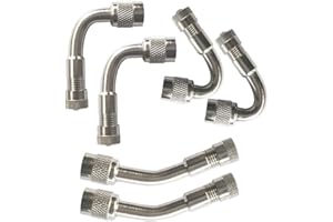 QitinDasen 6Pcs Professional Tyre Valve Extension Adapter Set, Tire Stem Extension, Nickel-Plated Copper Air Tire Extension Schrader Valve Adapter, for Car Truck Motorcycle Bike (3 Kinds, Silver)