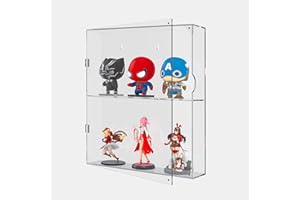 UoYeet Acrylic Display Cabinet for Both Wall Mount and Desktop Showcasing, 2 Layer Clear Display Case for Mini Toys, Pop Figurines, Dustproof Storage Displaying Box for Collectables