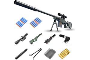 FUNTHY AWM - Pallina in schiuma per fucile da cecchino con 20 palline morbide, fucile da cecchino con lunetta per bambini, unisex, set di gioco Blaster per ragazzi, bambini e adulti