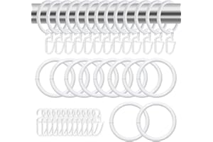 KtbeYTi 50 Pezzi Anelli Per Tende in Metallo 30 mm Anelli Appesi e Ganci per Tende in Plastica per La Finestra Porta Tende da Doccia Bastoni per Tende (Bianco)