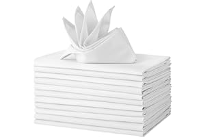 LEEWEITAS Lot de 12 Serviettes de Table en Tissu, 100% Coton 46x46cm Lavables et réutilisables, Serviettes de Table en Tissu Doux pour Les fêtes, Les Mariage (46x46cm, Blanc)