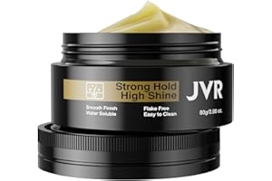 JVR Hair Styling Pomade for Men, Strong Hold & High Shine Hair Gel, Water Based Formula, Easy To Wash Out, Flake Free, All Day Hold for All Hairstyles, 80g