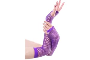 PrettyLoveHose Panja Short Net Gants Résilles Mitaines Longue Extensible (Blanc, Noir, Rouge, Vert, Violet, Jaune, Bleu, Orange, Rose, Arc-en-Ciel, Blanc Strass, Noir Strass)