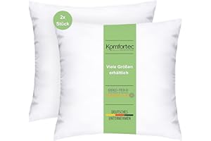 ‎KOMFORTEC Komfortec Kopfkissen 40x40 cm 2er Set, 300g Kissenfüllung mit Innennaht (Weiß)