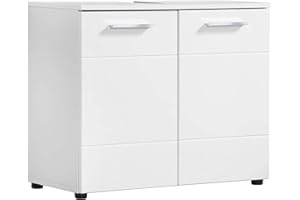 ‎MOKEBO mokebo® Waschbeckenunterschrank Hochglanz weiß 'Der Waschbär' Waschtischunterschrank, Unterschrank Waschbecken Badezimmer, Badezimmerschrank o. Badschrank 59x70x35,5 (HxBxT), auch als Badmöbel Set