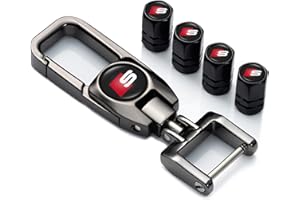 LABSTANDARD pour Audi S Line Auto Porte Clef, Valve Pneu Voiture et Porte-clé Voiture Voiture pour Audi S Line S1 S2 S3 S4 S5 S6 S7 S8 SQ2 SQ5 SQ7 SQ8, Bouchon Valve Pneu, Voiture Accessoires, Noir