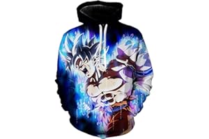 CHENMA Herren Japanischer Anime Cosplay Goku 3D-Druck Pullover Kapuzen-Sweatshirt mit Kängurutasche