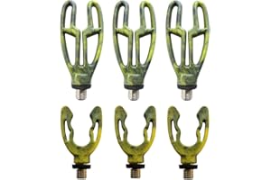 TJR Tackle Camo 6pc Rod Rest heads Inline Front & Grip Lock Rear Butt Rod Pod Rest
