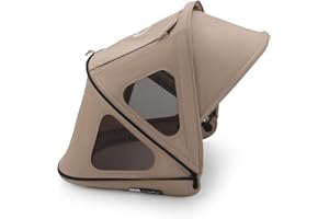Bugaboo Capota ventilada Dragonfly, extensible para una protección adicional y una protección solar óptima, repelente al agua, Dune Taupe