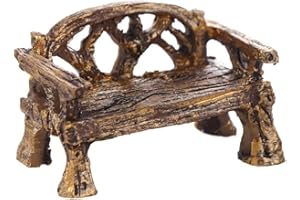 Nlinlin Brown Fairy Garden Furniture Ornaments Miniature Resin Chair Bench Doll House Decor Home Garden Miniatures Resin Micro Landscape Decoration Bench Furniture Outdoor Decor