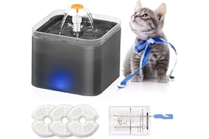 Fuente de agua para gatos para beber – Fuente de agua para gatos RIGHTWELL 2L, fuente para gatos con luz LED y 3 filtros de carbón activado, fuentes de agua para gatos
