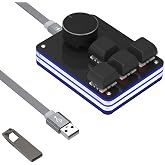 Geekria USB Mini 4-Key Mechanical Gaming Keyboard + Knob, Customizable Functions, RGB Silent Red Switches, Compatible with Wi