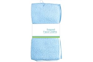 HOS IMPORTS 6 Pack Super Soft Baby Face Hand Cloths Bath Flannel Wash Towel Wipe Feeding, 100% Softer Than Normal Cloths (Blue/Grey)