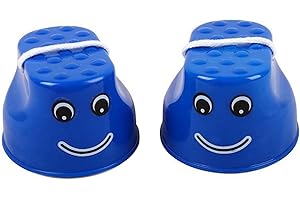 MGICHOOM 2PCS Walking Stilts Bucket Stilts Plastic Balancing Stilts Walking Cups Outdoor Stilts Balance Sense Training Toy Sports Stepper Jump Toy Smile Face Sorghum For Children Kids Education Sports Toys