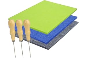 Lifuncren 3 pièces Tampons Feutrage pour Poinçons Kit de Aiguille et Tapis de Piquage/Poinçonnage Pour Enfant et Adultes Tapis en Feutre pour Prickelset 30X20cm Pour Fabrication Artisanale(3 Couleurs)