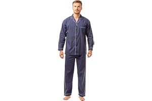 BEST DEALS DIRECT Mens Insignia Plain Poly Cotton Pyjamas Set Traditional Classic Cut