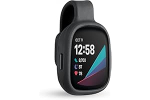 Wasserstein Clip-Halterung, kompatibel mit Fitbit Sense 2 / Versa 4, zum Befestigen Ihrer Fitbit überall (schwarz, 1 Stück)