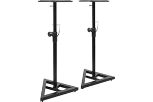 BOOMTONEDJ BoomTone DJ MS2 - Pieds d’Enceintes de Monitoring réglables en Acier, avec découplage antivibrations, goupille de sécurité et embase Stable. Parfaits pour Le Studio, Le Home Cinema ou l’écoute Hi-FI.