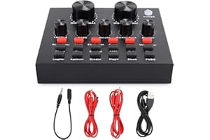 Carte ou live AMONIDA V8, changeur de voix Table de mixage ou ordinateur portable Effet sonore multiple pour ordinateur portable