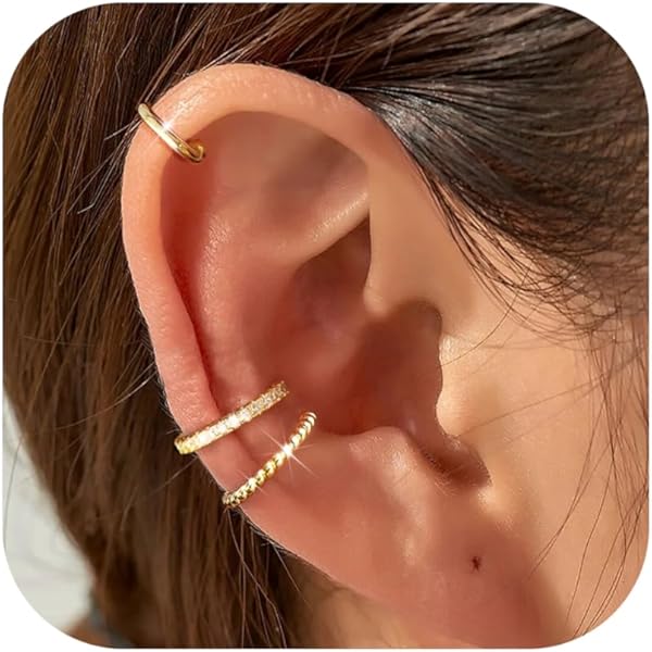 Cartilage Hoop Gold Ear Cuff Amazon Gold Ear Cuffs 3-Piece Gold