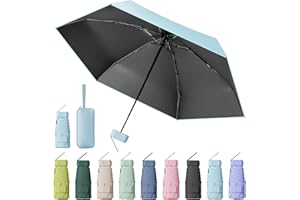 MPXEAVG Kompakter Regenschirm, Mini Schirm, Schirm UV Schutz, Regenschirm Damen Klein, Ultraleicht, Sonnenschirm Tragbar, Regenschirmbox