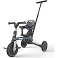 besrey Toddler Bike with Parent Steering Push Handle for 1-3 Years Old Girls and Boys, Foldable Kids Push Trike, Toddler Tricycle with Removable Pedals, Height Adjustable Seat (Dark Grey)