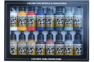 Vallejo Model Air Basic Colors Acrylic Paint Set for Air Brush - Assorted Colours (Pack of 16)