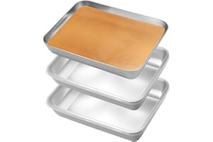SUUEIOKL 3 Piezas Bandejas para Empanar, Bandejas Acero Inoxidable para el Rebozado, Bandeja para Empanizar de Horno Metálica Rectangular para Empanizar Rebanadas de Carne Pescado (25,5 x 20 x 5,5 cm)